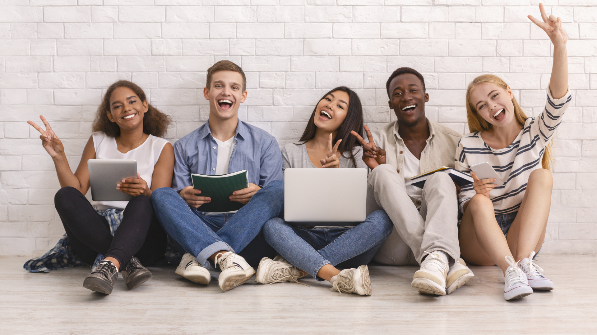 International students White background. With an International University background.